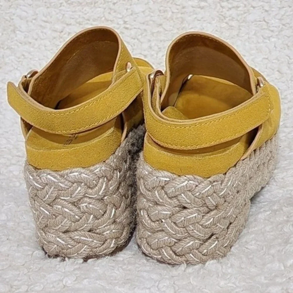 Kelsi Dagger Brooklyn Keys in Mellow yellow suede espadrille platform sandals 10